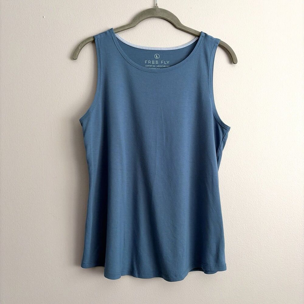 Free Fly Elevate Lightweight Sleeveless Tank Top Womens Large Blue Gym Golf